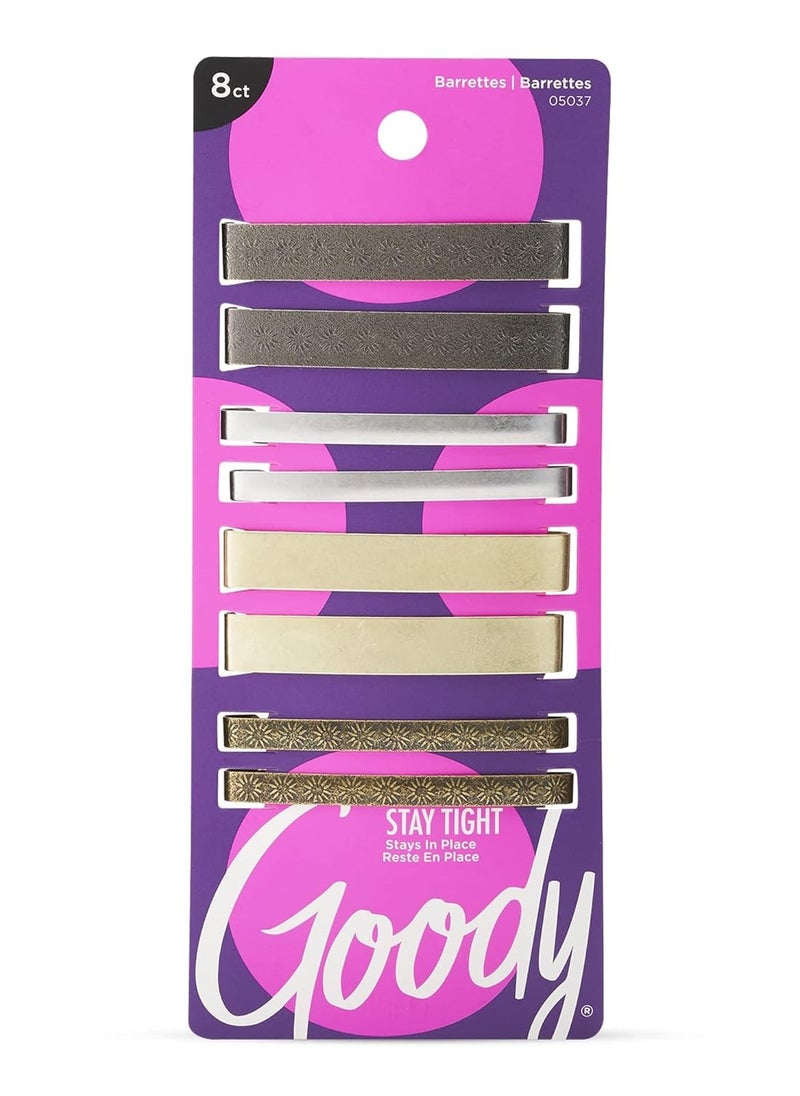 Goody Hair Barrettes Clips - 8 Count, Assorted Colors - Slideproof and Lock-In Place - Suitable for All Hair Types - Pain-Free Hair Accessories for Men, Women, Boys, and Girls - All Day Comfort