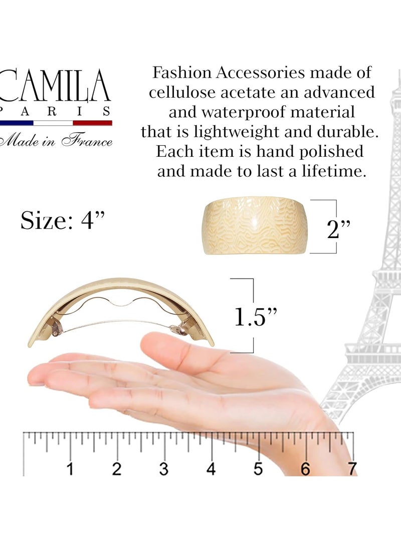 Camila Paris CP3621 French Hair Barrette Clip for Girls for Thick Curly Wavy Long Hair, Strong Hold Grip Hair Clips for Women, Automatic, No Slip Styling Girls Hair Accessories, Handmade in France