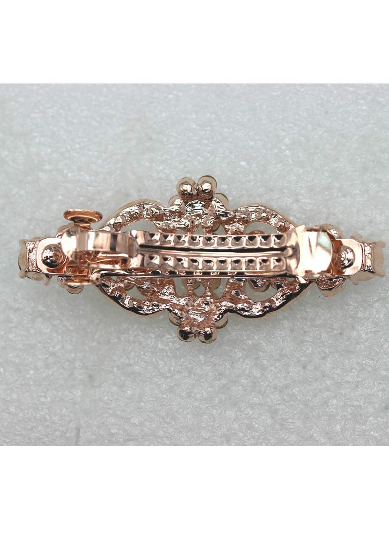 Faship Clear Rhinestone Crystal Floral Double Hearts Hair Barrette Clip