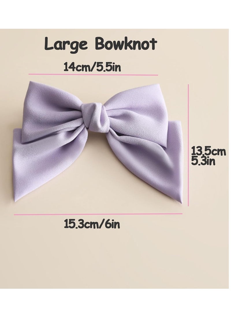 3pcs Hair Barrettes With Solid Colors Bows Hair Clips with Bowknot for French Hair Style for Girls Women (black/green/purple)