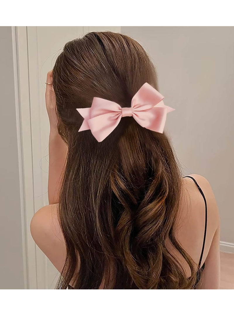 Large Hair Bow Clips Bow Tail Satin Hair Clip Pink Ribbon Bow Knots Hairpins Big Bow Ties Tail Barrette Hairclips Ties Knot Barrette Winter Ribbon Bow Accessories