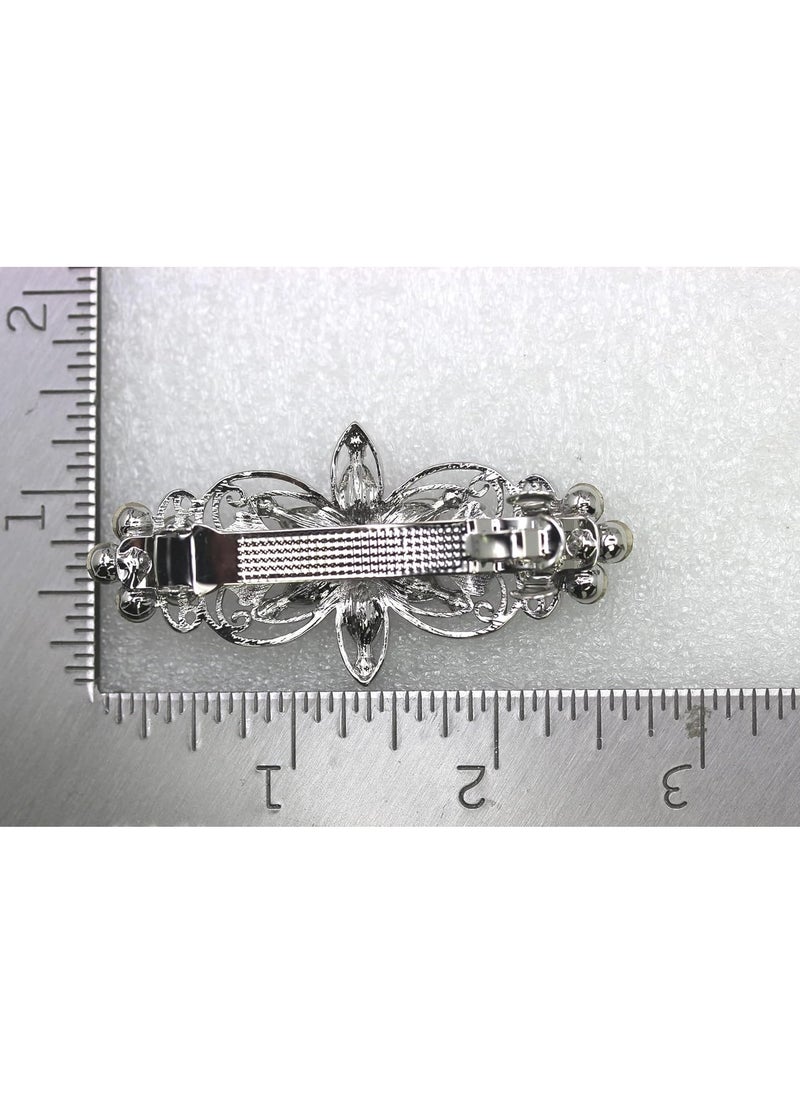 Faship Gorgeous Burgundy Rhinestone Crystal Flora Hair Barrette Clip