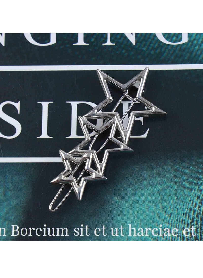 Vintage Star Hair Clip Barrette Silver Metal Star Hair Barrette Hollow Star Head Clip Barrette Cluster Star Hair Pin Barrette Hair Accessories for Women