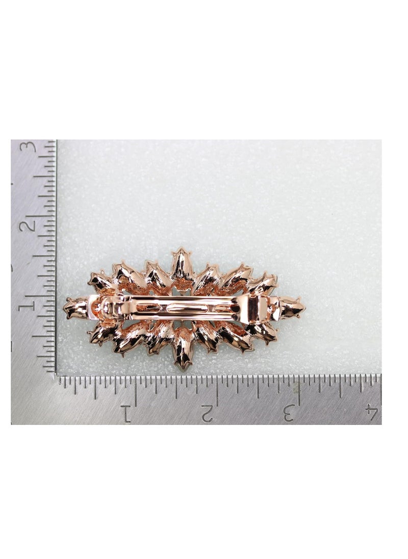 Faship Gorgeous Green Rhinestone Crystal Floral Hair Barrette Clip
