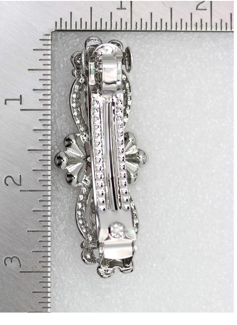 Faship Red Rhinestone Crystal Floral Hair Barrette Clip
