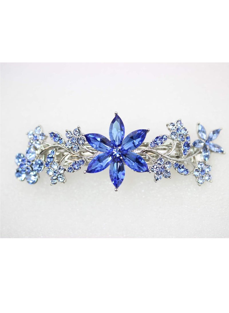 Faship Gorgeous Blue Crystal Floral Hair Barrette