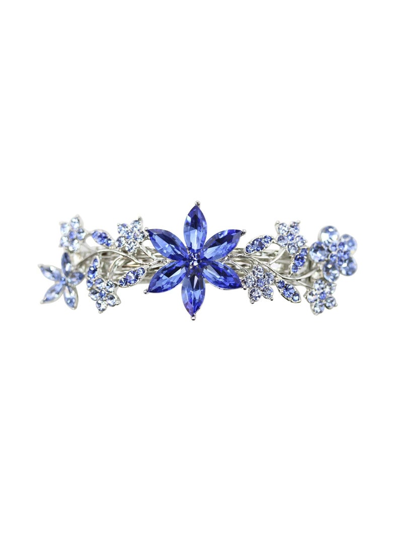 Faship Gorgeous Blue Crystal Floral Hair Barrette