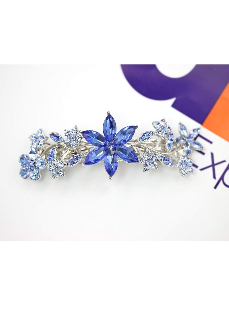 Faship Gorgeous Blue Crystal Floral Hair Barrette