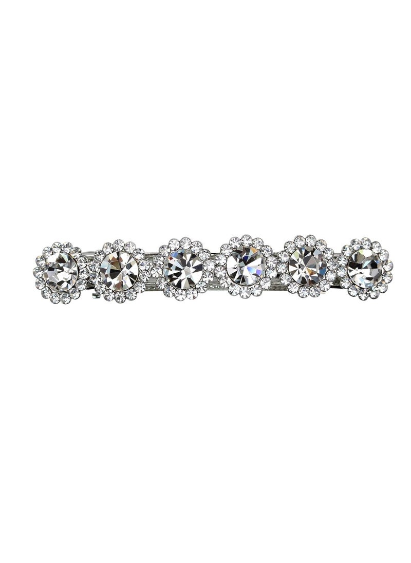 Faship Clear Rhinestone Crystal Floral Small Hair Barrette Clip