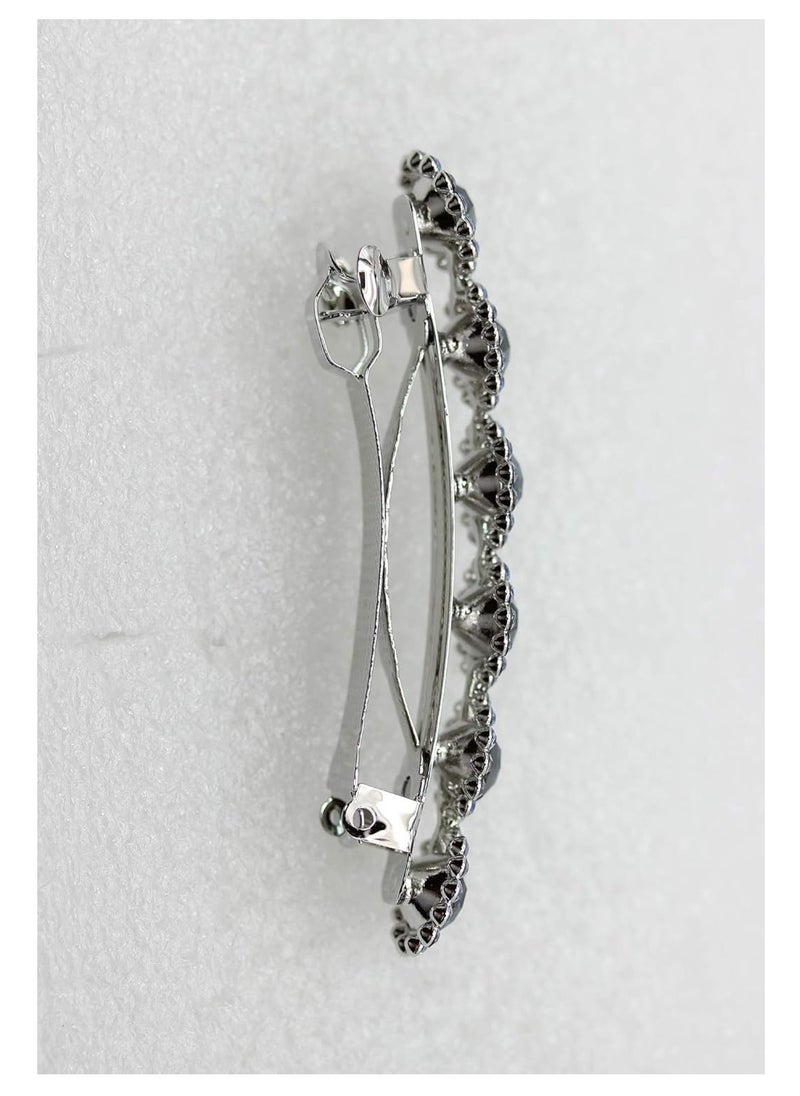 Faship Clear Rhinestone Crystal Floral Small Hair Barrette Clip