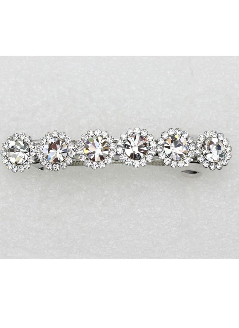 Faship Clear Rhinestone Crystal Floral Small Hair Barrette Clip