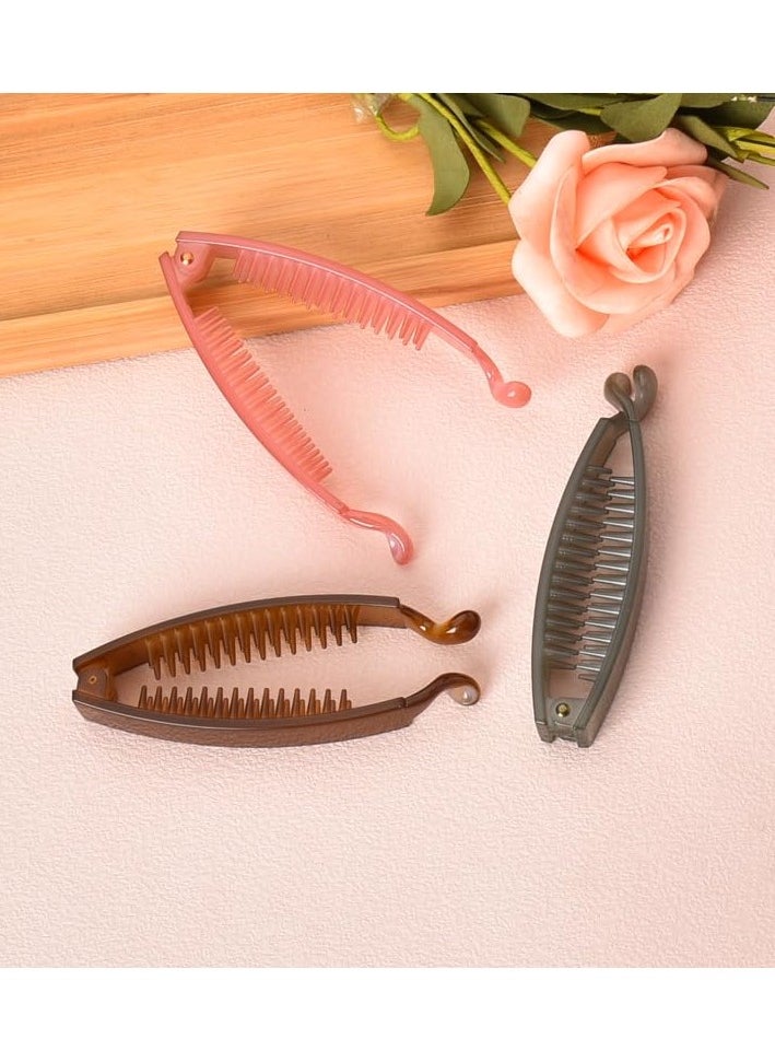 French Barrette Hair Clips Banana Hair Combs for Women Fish Hair Claw Clips Non Slip Banana Barretts for Girls Ponytail Holders Clip Hair Banana Clips for Thick Thin Hair Accessories 3