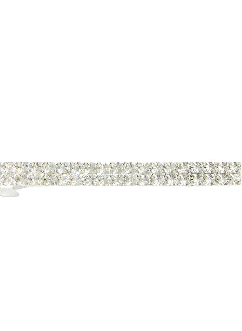 Caravancaravan Automatic Barrette Decorated with Crystal Clear Rhinestone Classic Style