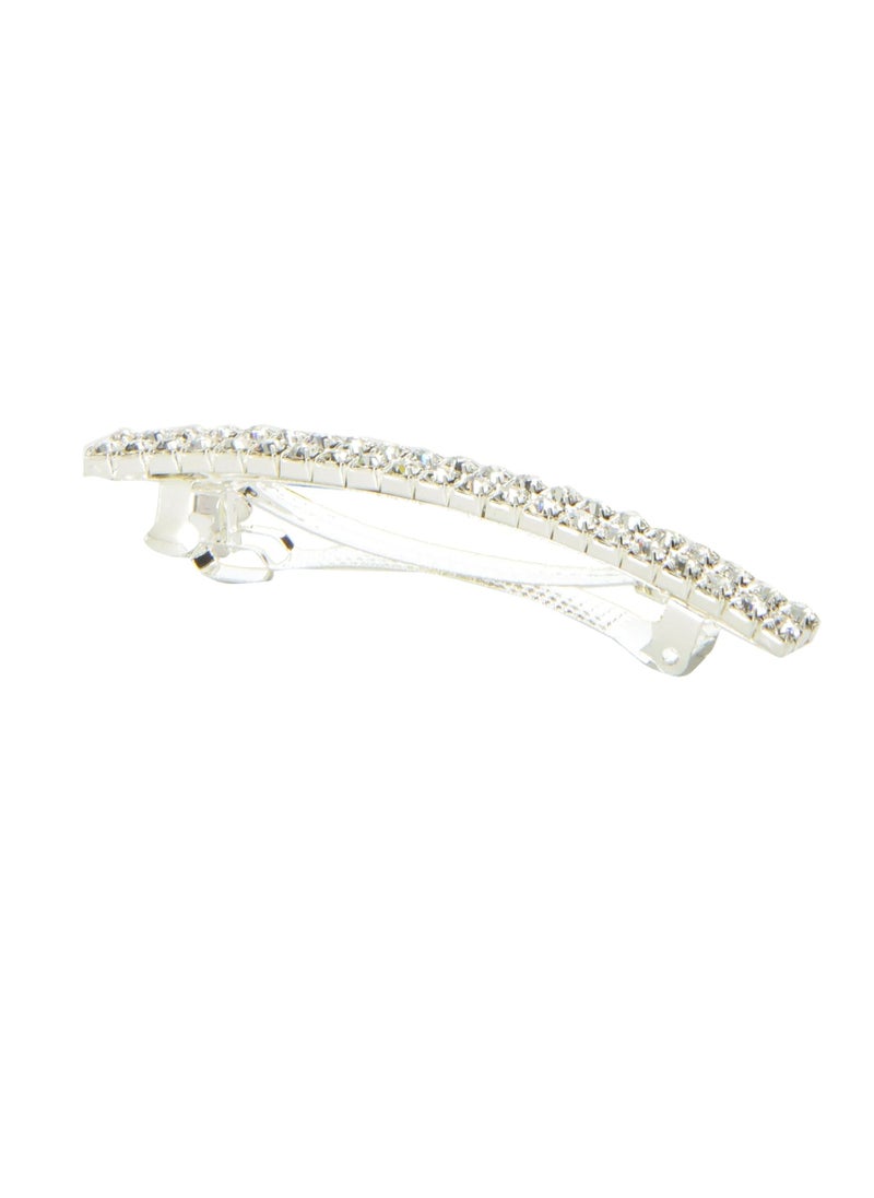 Caravancaravan Automatic Barrette Decorated with Crystal Clear Rhinestone Classic Style