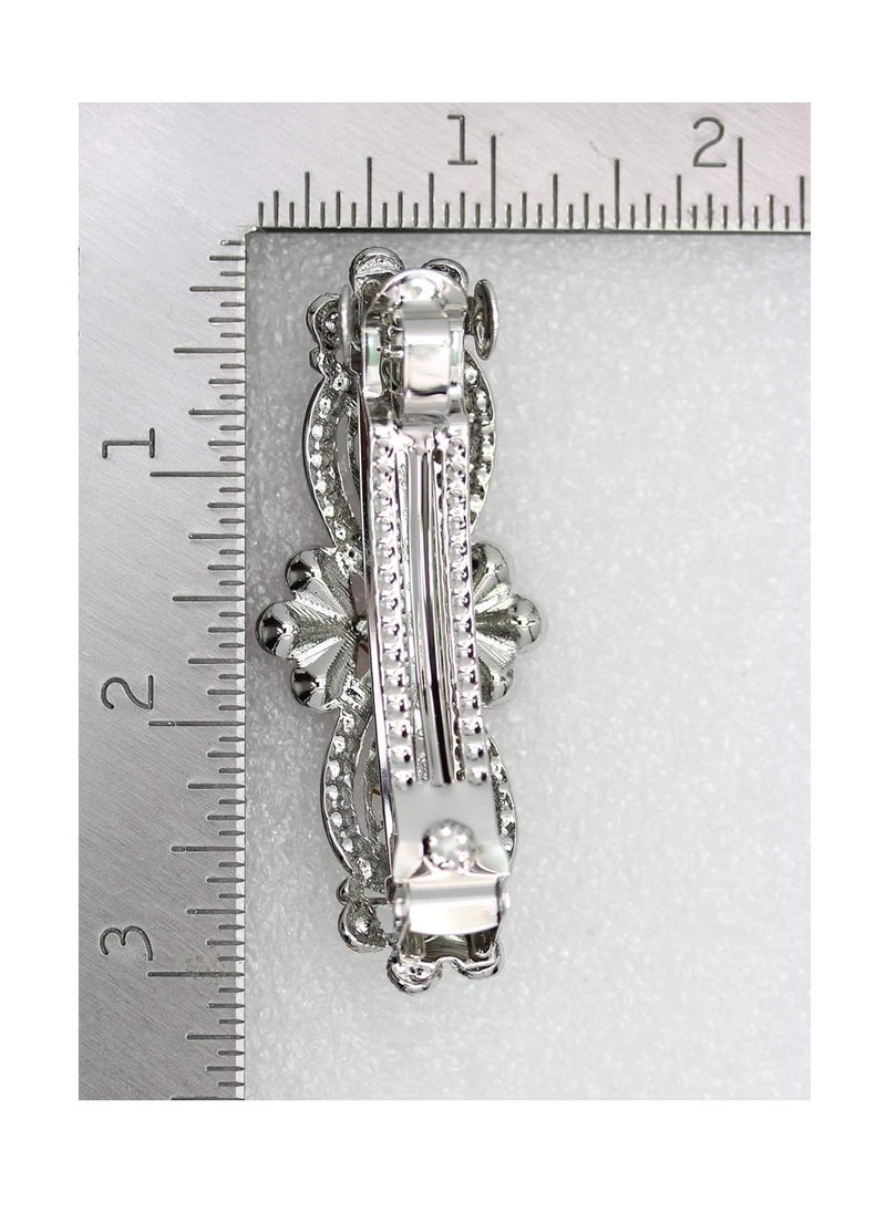 Faship Purple Rhinestone Crystal Floral Hair Barrette Clip