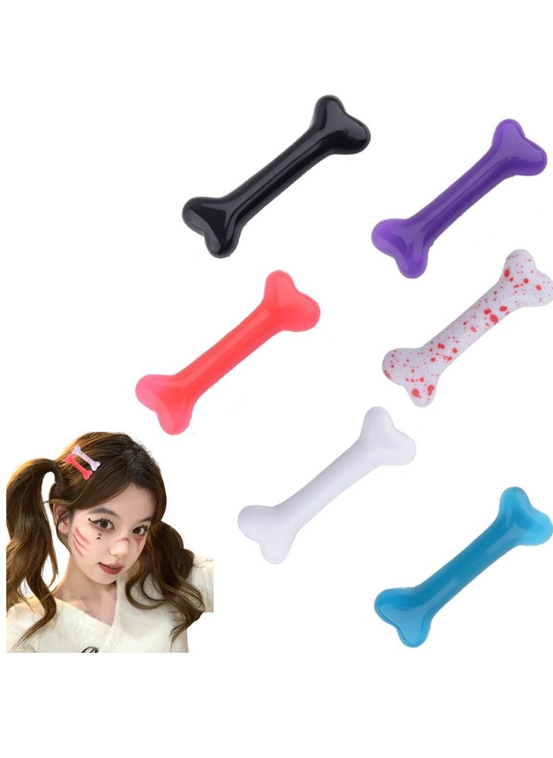 Halloween Bone Hair Clips for Women Girls Halloween Cosplay Costume Accessories Large Dog Bone Hair Clip Hair Barrettes Goth Hair Accessories Halloween Decorative Hair Pins Side Hair Clips 6 PCS