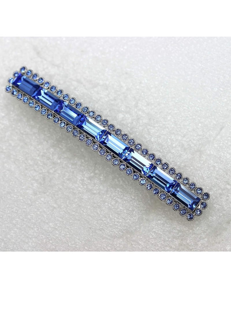 Faship Gorgeous Blue Rhinestone Crystal Floral Small Hair Barrette Clip