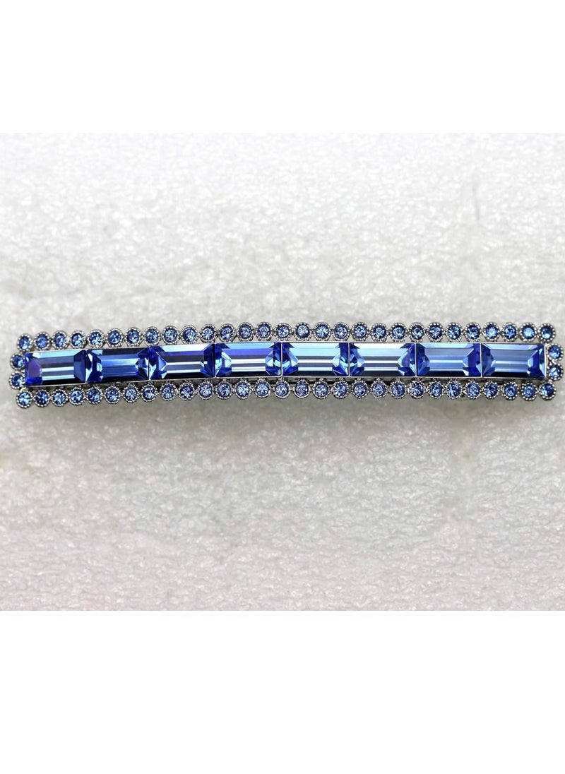 Faship Gorgeous Blue Rhinestone Crystal Floral Small Hair Barrette Clip