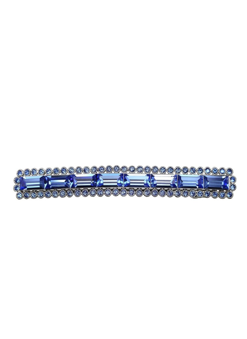 Faship Gorgeous Blue Rhinestone Crystal Floral Small Hair Barrette Clip