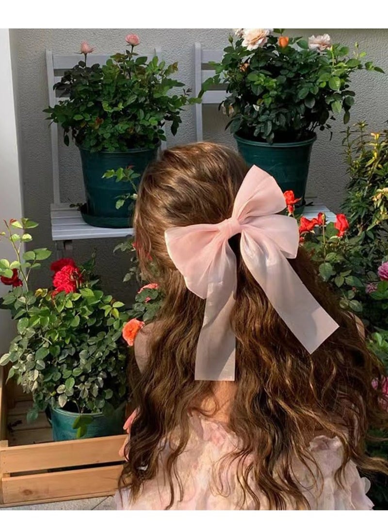 Hair Bow Clips for Women Girls Silky Satin Bow Hair Clips with Long Tail Hair Accessories Bow Clips Tassel Ribbon Hair Bow Style Hair Clip Elegant Large Bowknot Hair Clip Hair Bow Party Decorations