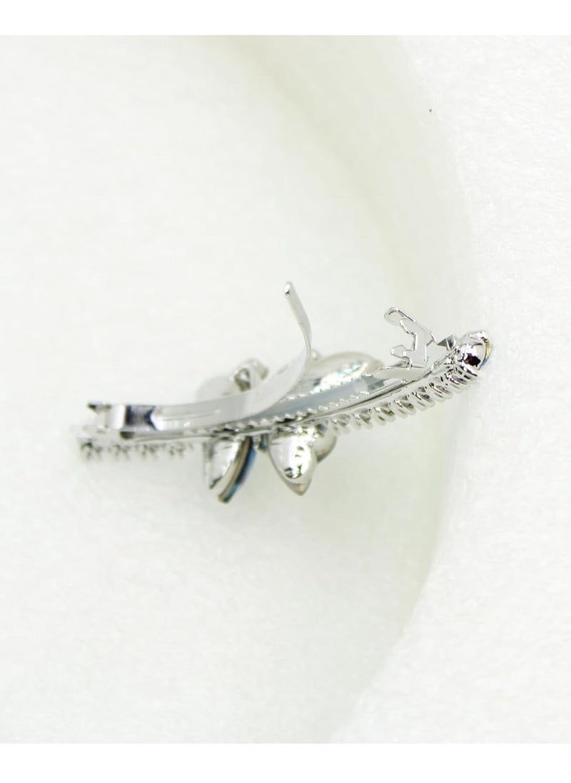 Faship Navy Blue Rhinestone Crystal Butterfly Hair Barrette Clip