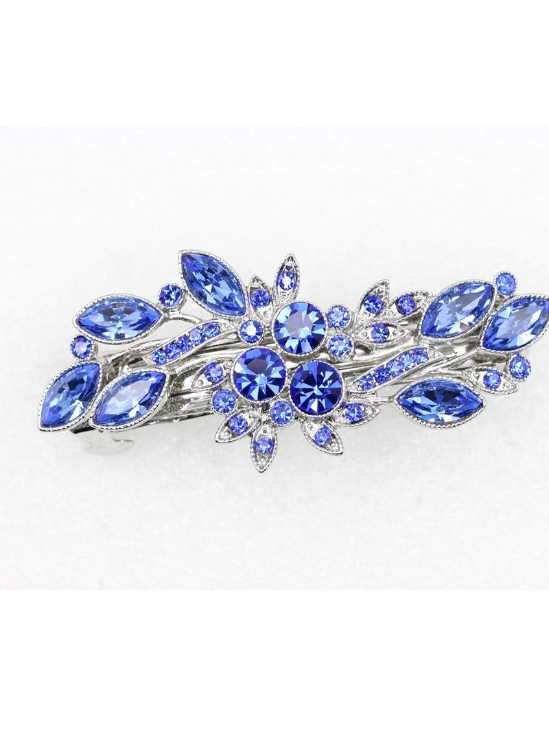 Faship Gorgeous Blue Rhinestone Crystal Flora Hair Barrette Clip