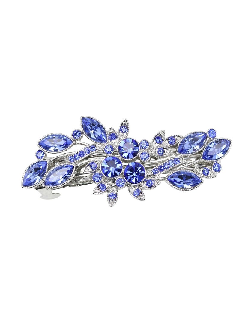 Faship Gorgeous Blue Rhinestone Crystal Flora Hair Barrette Clip