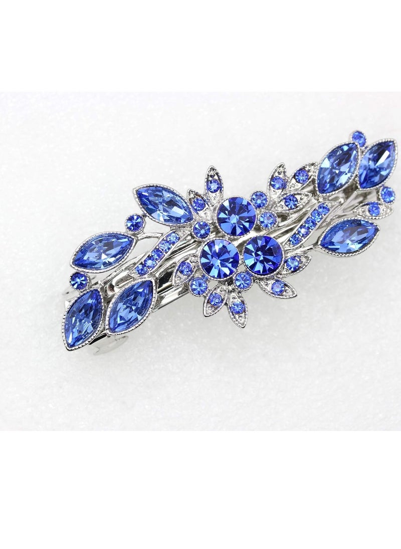 Faship Gorgeous Blue Rhinestone Crystal Flora Hair Barrette Clip