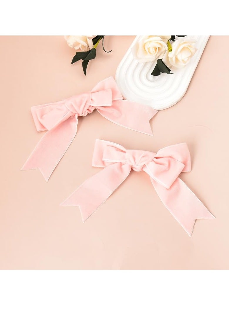 Small Bow Hair Clips for Women Velvet Hair Bows for Girls Clip Pink Bow Barrette Hair Bow Accessories Clip Side Hair Clip Bow Decorative Hair Clips for Thin Thick Hair 2 Pack Bowknot Hair Clip