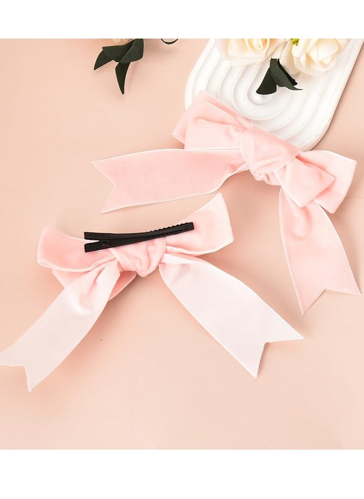 Small Bow Hair Clips for Women Velvet Hair Bows for Girls Clip Pink Bow Barrette Hair Bow Accessories Clip Side Hair Clip Bow Decorative Hair Clips for Thin Thick Hair 2 Pack Bowknot Hair Clip