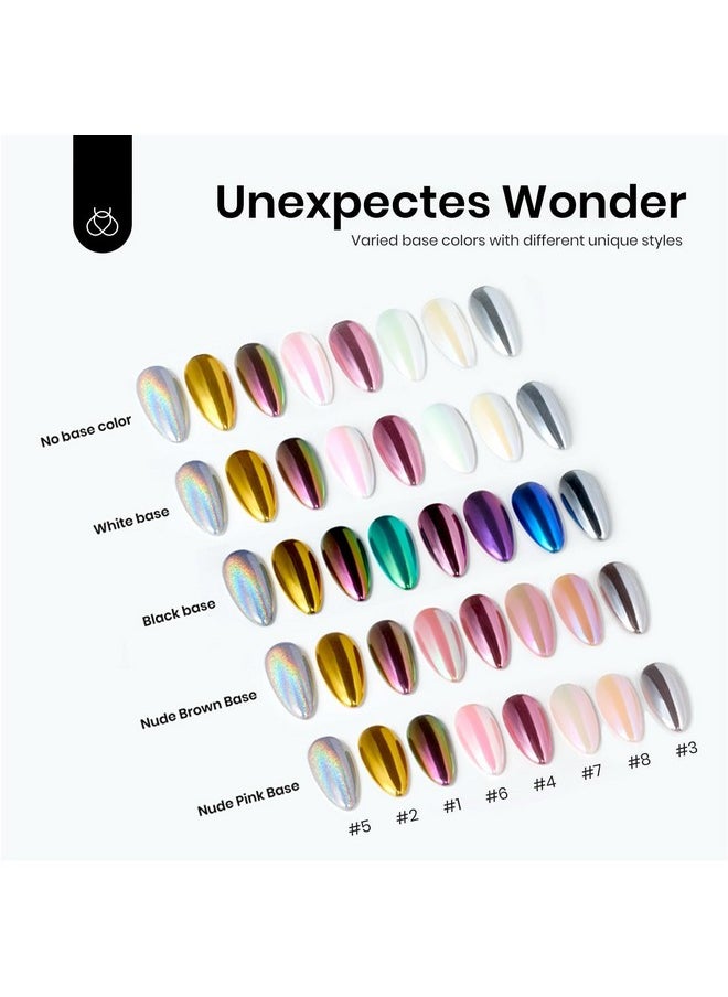 Beetles Chrome Nail Powder Mirror Effect Holographic Aurora Iridescent Pearlescent Manicure Nail Art Decoration Glitter, 8 Colors 1g or 0.5g/Jar