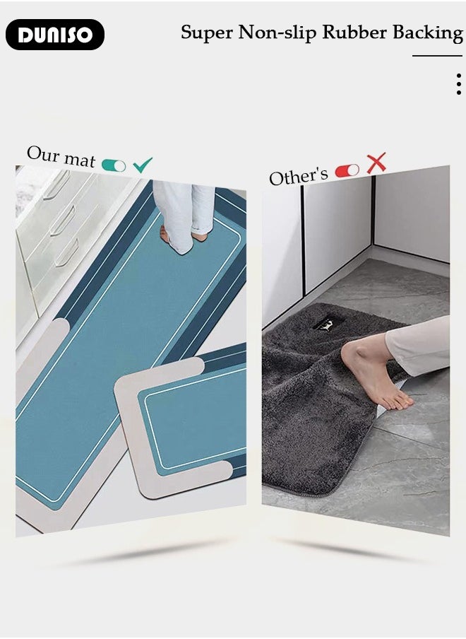 2 PCS  Kitchen Mats and Rugs Set , Non Slip Heavy Duty Standing Mat, Quick Dry Diatom Mud Floor Mat,  Extra Soft and Absorbent Floor Mats for  Kitchen, Bath, Office, Laundry(40*60cm+40*120cm)