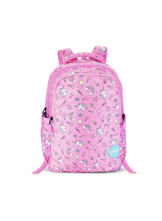 American Tourister Starlet, 25.5L Volume School Backpack with Front Organizer and Spacious Interiors for Girls & Women - Unicorn Tales