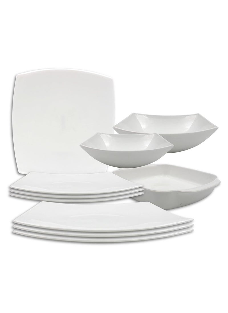 Melrich 10 Pcs Opal ware Dinnerware set Dinner plate Salad Dessert plate Soup plate Bowls Plates Dishwasher Microwave safe Scratch Resistant use for kitchen resturant