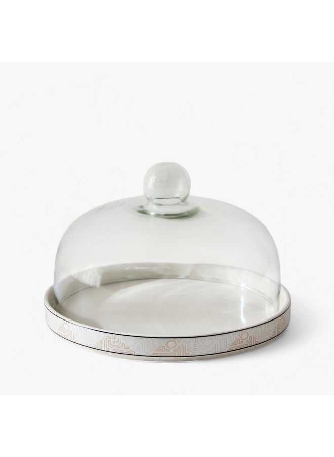 Skyline Mirage Cake Plate With Glass Lid And Stand 24.8 X 2.7 X 24.8 Cm