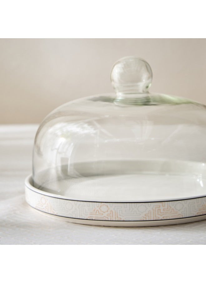 Skyline Mirage Cake Plate With Glass Lid And Stand 24.8 X 2.7 X 24.8 Cm