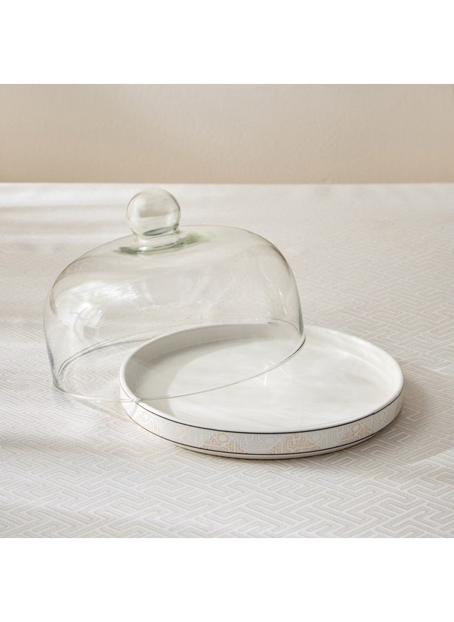 Skyline Mirage Cake Plate With Glass Lid And Stand 24.8 X 2.7 X 24.8 Cm