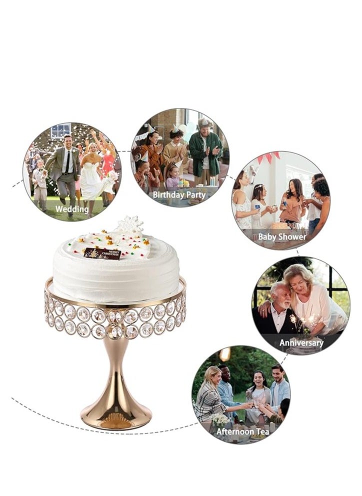 Set of 3 Gold Crystal Cake Stands – 8/10/12 Inch Round Pedestal, Metal Cupcake & Dessert Stands for Weddings, Parties, and Baking