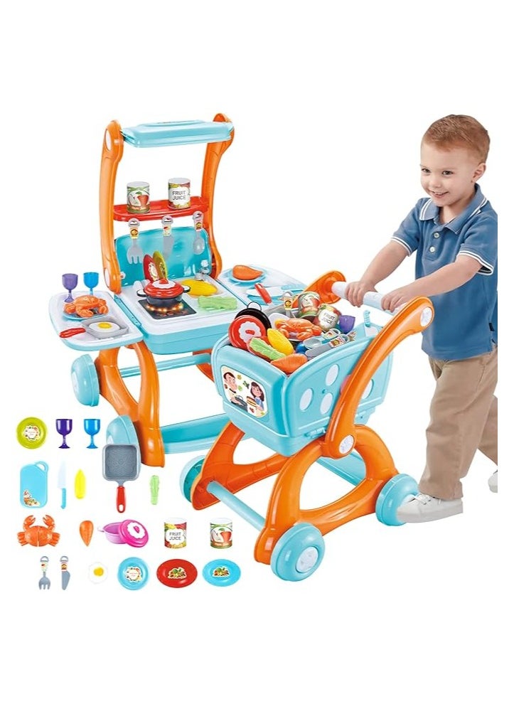 2 in 1 Pretend Kitchen Trolly set