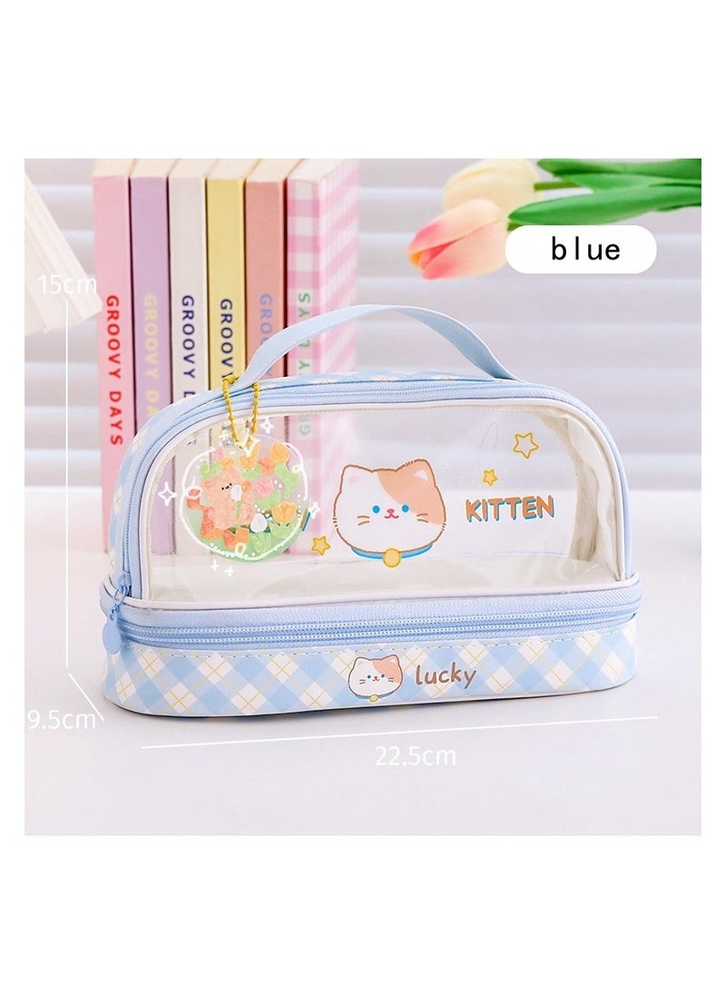 Cartoon Large Capacity Pencil Bag Student Portable Pencil Bag Storage Bag Cute Simple Cosmetic Bag Pencil Case 22.5*15*9.5CM