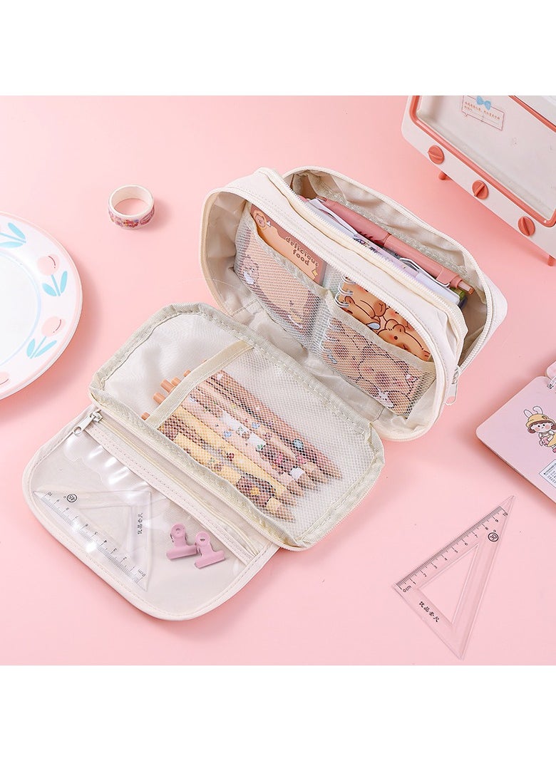 Flip-top Nine-layer Large-capacity Multifunctional Student Capibara Dirt-resistant Pencil Case Single-shoulder Stationery Bag 22*17.5*7.5CM