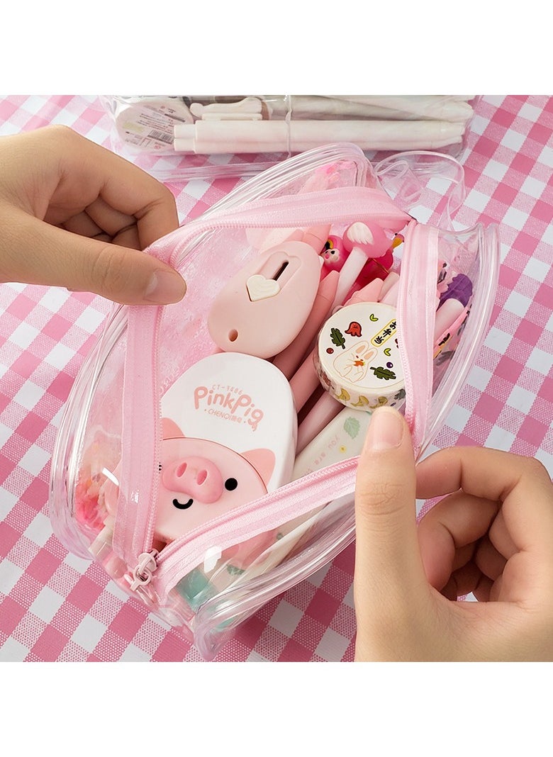 Large-capacity Quicksand Pencil case, Cute Girl Storage Bag, Transparent Cosmetic Bag, Pencil Case, Student Stationery Pencil Case 19*10.5*6.5CM