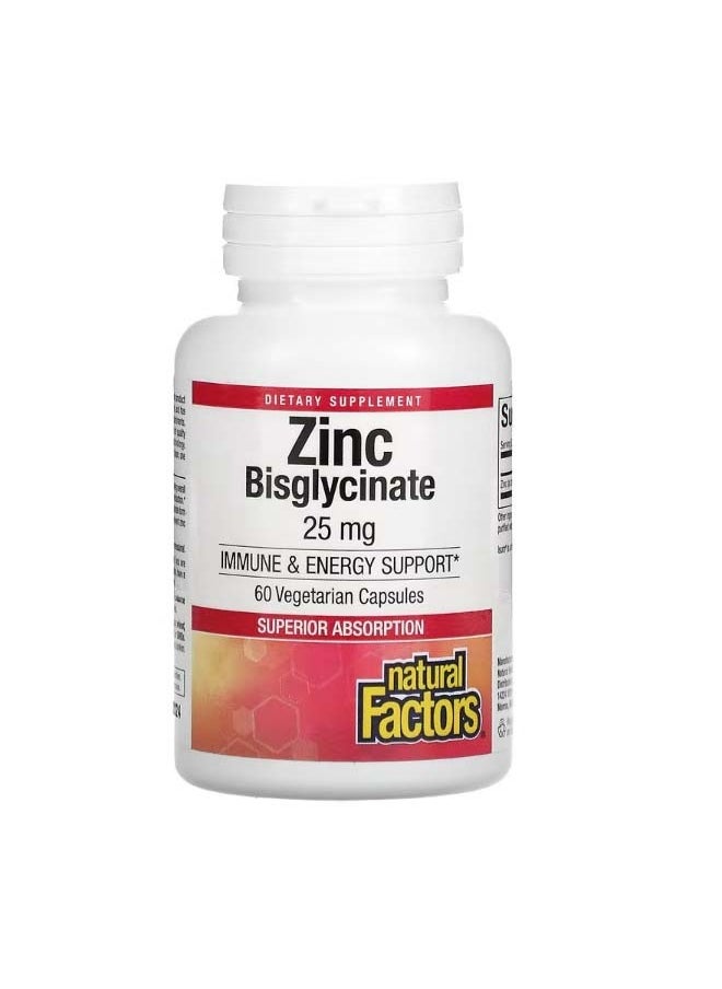 Zinc Bisglycinate  25 mg  60 Vegetarian Capsules