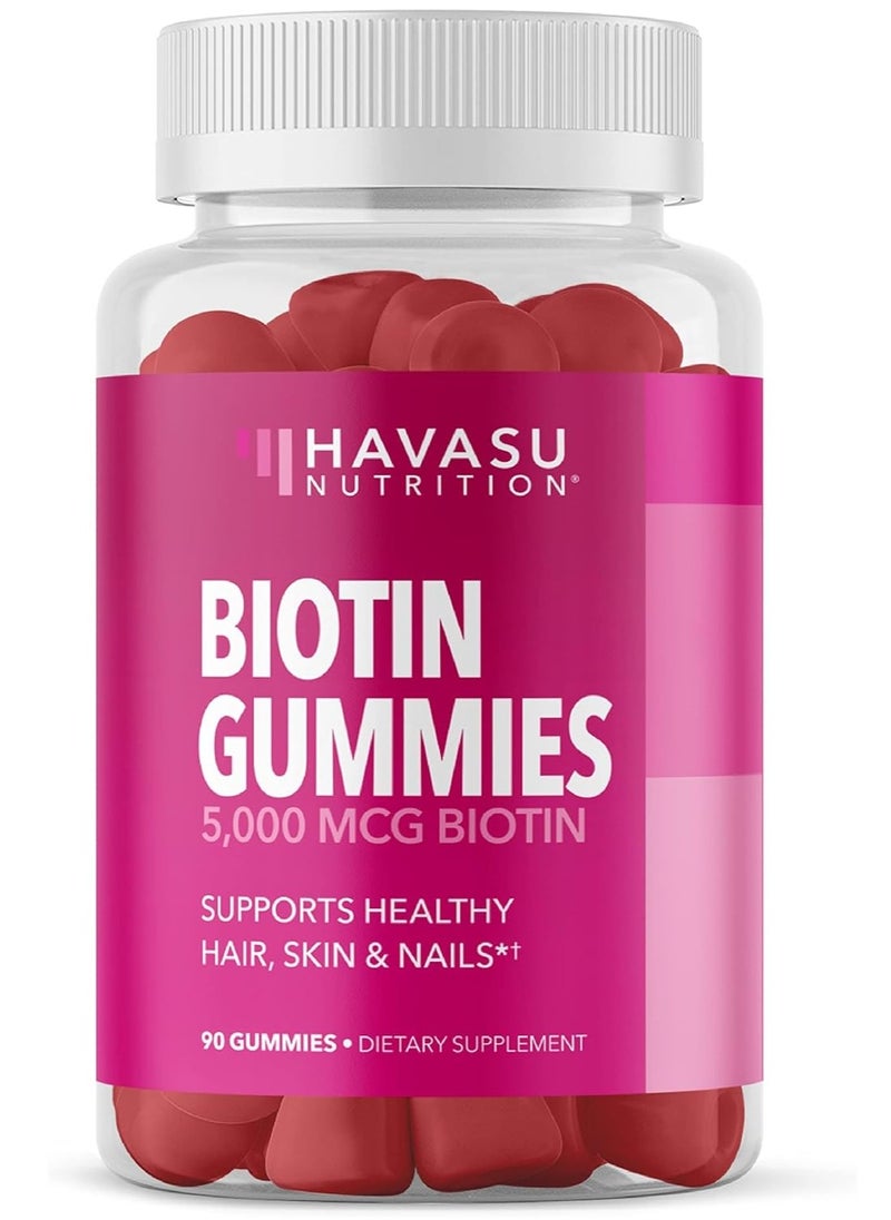 Biotin 5000mcg supports healthy hair,skin and nails 90 Gummies