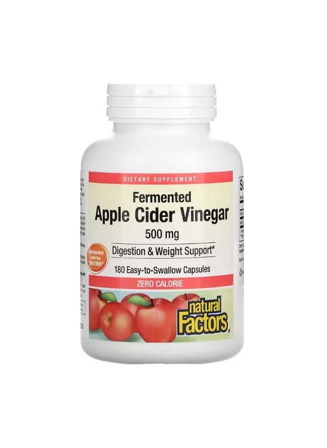 Fermented Apple Cider Vinegar 500 mg 180 Easy to Swallow Capsules