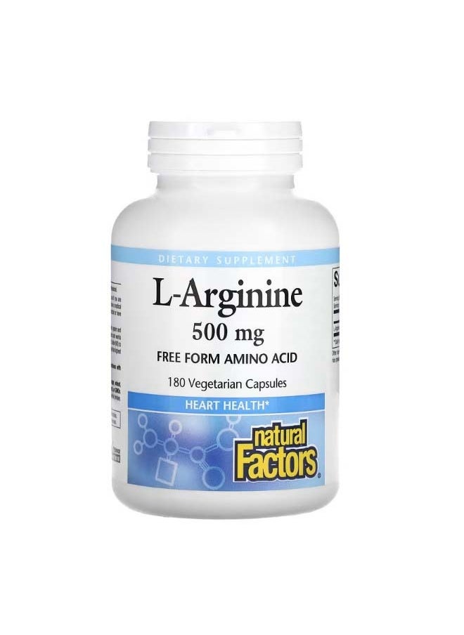 L Arginine 500 mg 180 Vegetarian Capsules