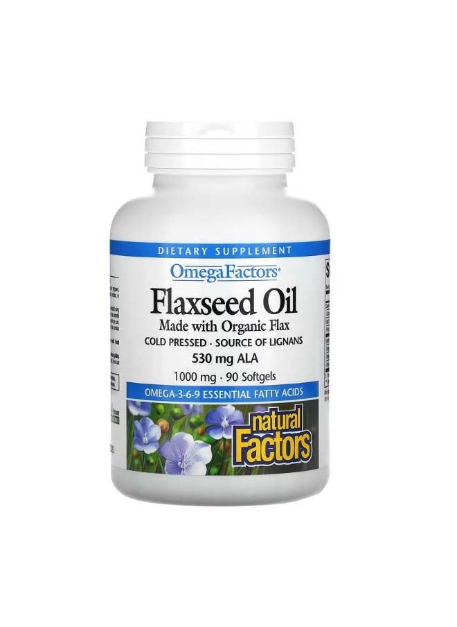 OmegaFactors Flaxseed Oil 1000 mg 90 Softgels