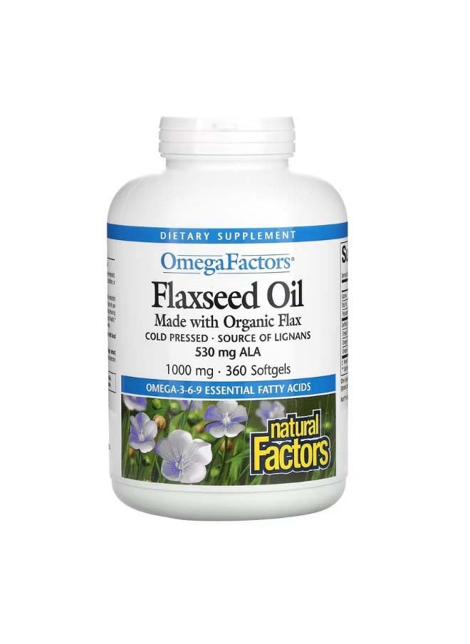 OmegaFactors Flaxseed Oil 1000 mg 360 Softgels