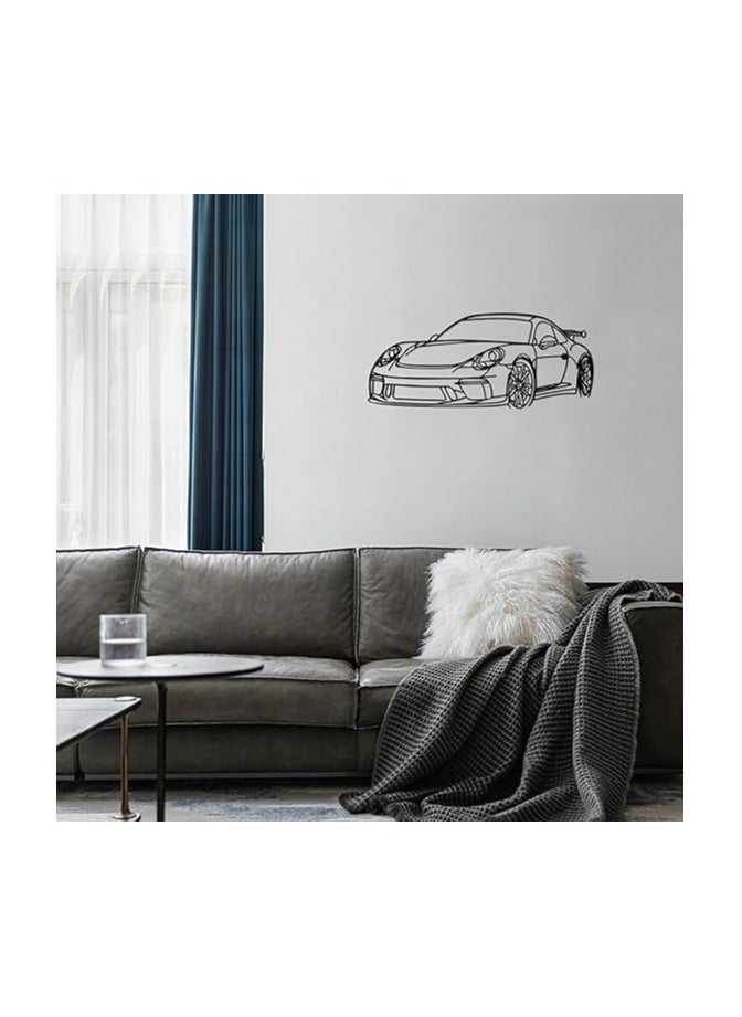Wooden Wall Art With Self Adhesive Base - Black (Porsche Car)