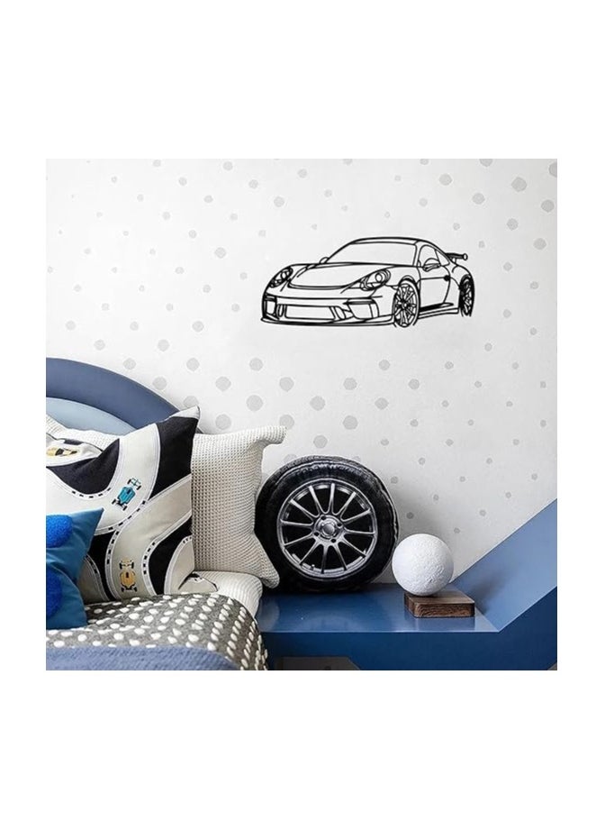 Wooden Wall Art With Self Adhesive Base - Black (Porsche Car)